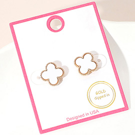 Gold Dipped Quatrefoil Stud Earrings