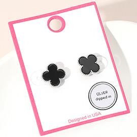 Silver Dipped Quatrefoil Stud Earrings