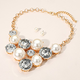 Pearl Gemstone Embellished Accente Statement Necklace