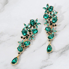 Floral Gem Cluster Drop Evening Earrings