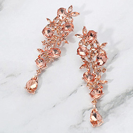 Floral Gem Cluster Drop Evening Earrings