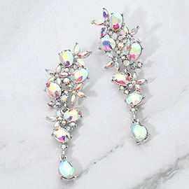 Floral Gem Cluster Drop Evening Earrings