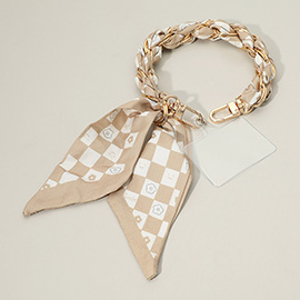 Patterned Fabric Scarf Chain Phone Holder Bracelet Wristlet Strap