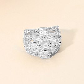 Geometric Baguette Stone Chunky Stretch Ring