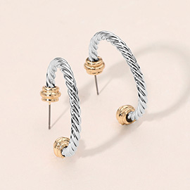 Two Tone Metal Rope Hoop Earrings
