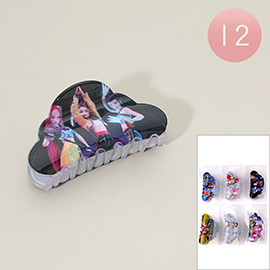 12PCS - Huntrix Anime Character Printed Cloud Hair Claw Clips