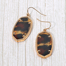 Hexagon Resin Frame Dangle Earrings