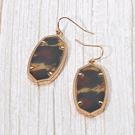 Hexagon Resin Frame Dangle Earrings