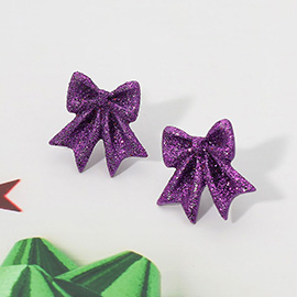Glitter Bow Stud Earrings
