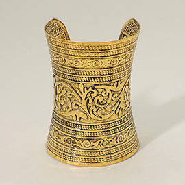 Vintage Metal Floral Scroll Wide Engraved Cuff Bracelet