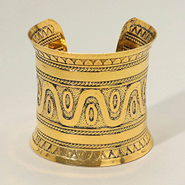 Boho Metal Tribal Wave Engraved Cuff Bracelet