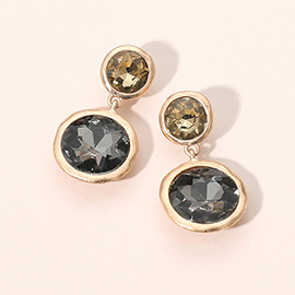 Dual Round Stone Drop Earrings