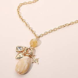 Marbled Resin Stone Evil Eye Heart Star Charm Pendant Necklace