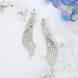 CZ Stone Tassel Drop Evening Earrings
