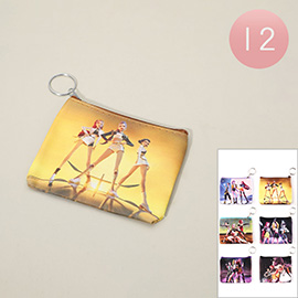 12PCS - KPop Demon Hunters Huntrix Cartoon Character Printed Coin Pouch Bags