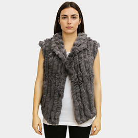 Luxe Textured Faux Fur Oversized Collar Sleeveless Vest