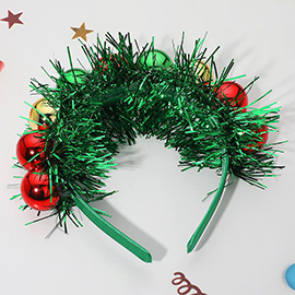 Festive Holiday Ornament Tinsel Headband