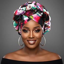 Bold Abstract Pattern Printed Turban Hair Wrap