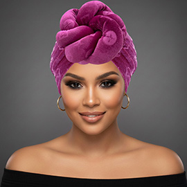 Sculpted Floral Knot Accent Turban Hair Wrap