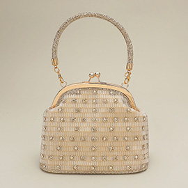 Elegant Rhinestone Embellished Top Handle Evening Crossbody Bag