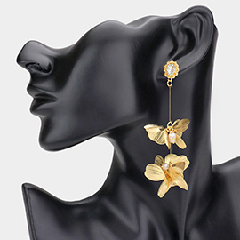 Bold Double Floral Cutout Drop Earrings