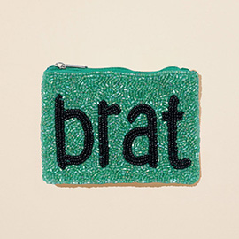 BRAT Message Seed Beaded Mini Pouch Bag
