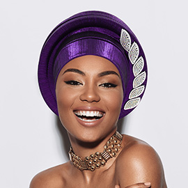 Stone Paved Marquise Leaf Accent Layered Turban Hair Wrap