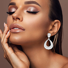 Sculpted Swirl Metal Teardrop Dangle Statement Earrings