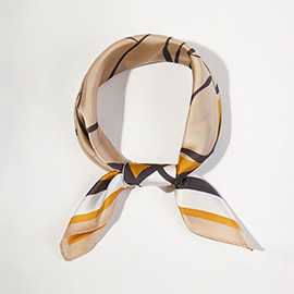 Abstract Rose Printed Square Silky Satin Bandana Scarf