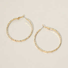 Gold Dipped Textured Hoop Earrings