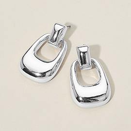 Silver Dipped Sculpted Open Link Earrings