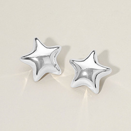 Silver Dipped Puffy Star Earrings