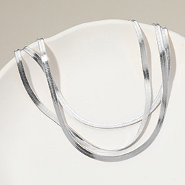 Silver Dipped Triple Layered Sleek Flat Snake Chain Necklace