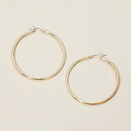 Gold Dipped Classic Pin Catch Hoop Earrings