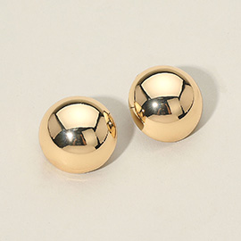 Gold Dipped Round Dome Stud Earrings