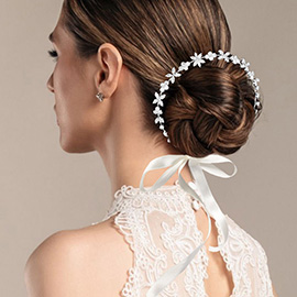 Floral Teardrop Stone Cluster Vine Wrap Headpiece