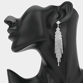 Rhinestone Tassel Long Drop Evening Earrings