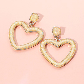 Glitter Open Heart Dangle Earrings