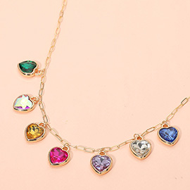 Heart Stone Charm Station Necklace