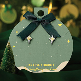 14K Gold Dipped Two Tone Starburst Stud Earrings