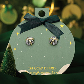 14K Gold Dipped Two Tone Textured Knot Cluster Stud Earrings