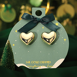 14K Gold Dipped Heart Stud Earrings