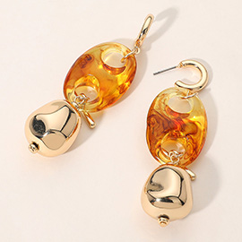 Bold Resin Sculpted Mariner Link Pebble Drop Earrings