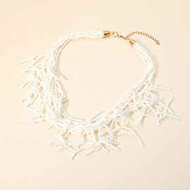 Seed Beaded Coral Layered Statement Necklace