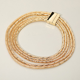 Bold Multi-Strand Textured Chain Statement Magnetic Necklace