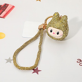 Bling Studded Monster Bunny Wristlet Keychain Bag Charm Phone Holder