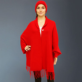 Fringe Trim Shawl Poncho
