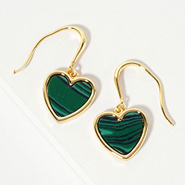 Gold Dipped Heart Drop Dangle Earrings