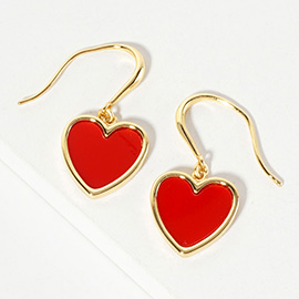 Gold Dipped Heart Drop Dangle Earrings