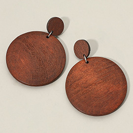 Wooden Round Drop Dangle Earrings